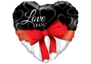 Herz Luftballon mit roter Schleife "Love you"