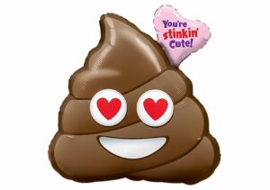 Emoji Kackhaufen Kacke Poo mit Herzen Luftballon