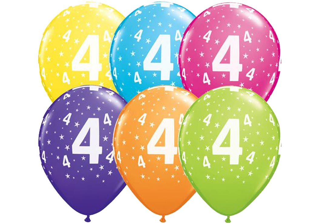 6 Luftballon Zahl 4 Geburtstag Kindergeburtstag 4