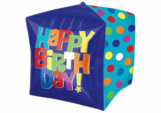 Happy Birthday Luftballon Würfel blau