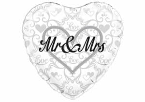 Mr & Mrs Herz Luftballon mit Herz-Ornamenten