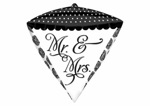 Mr & Mrs Diamant Luftballon schwarz weiß